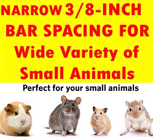 3-Story Rats Mice Mouse Hamster Gerbil Animal Critter House Habitat Cage Narrow 3/8 Inch Wire Body Safety Door Prevent Escape and Stuck with 3-Inch Deep Tray