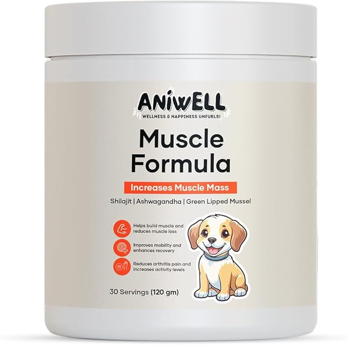 Muscle Formula for Dogs – Hip and Joint Supplement with Glucosamine for Dogs, Chondroitin & Green Lipped Mussel | Ashwagandha & Shilajit | Dog Joint Supplement for Small, Medium & Large Dogs