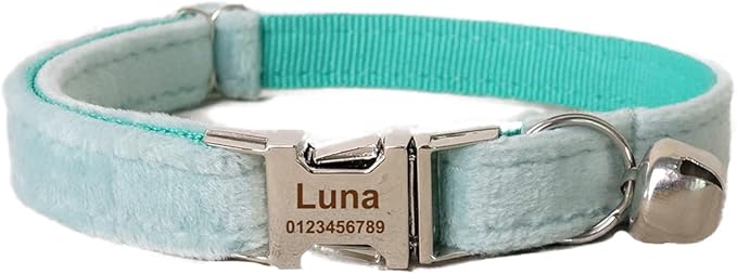 Cat Collar Personalized with Name Phone Number Engraved,Customized with Bell for Small Dogs Puppy Kitten