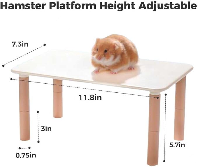 mini&moe Hamster Platform - Adjustable Heigh Small Animal Play Plastic Waterproof & Chewproof Platform for Exercise Wheel Food Bowl Water Bottle and Other Cage Accessories
