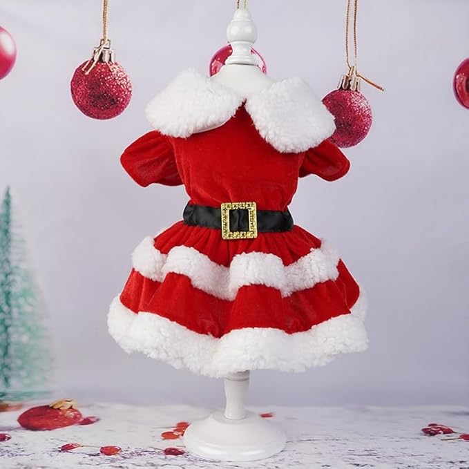 Abbie Home Christmas Dog Dress Cute Skirt, Pet Christmas Costume Cat Sparkly Sequin Clothes Girl Puppy Xmas Holiday Party Cosplay Outfit Winter Apparel for Small Dogs Cats (Red, Small)