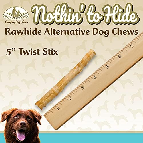 Fieldcrest Farms Nothing to Hide Natural Rawhide Alternative Twist Stix for Dogs - 3 Pack (30 Sticks) Premium Grade Easily Digestible Chews - Great for Dental Health (3 Count (Pack of 1), Beef)