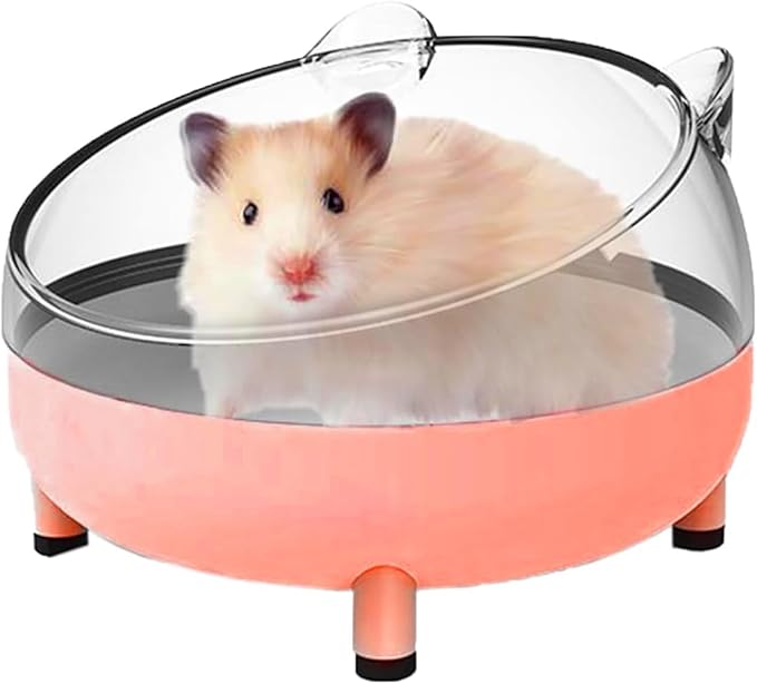 Meow&Woof Hamster Sand Bath Container, Large Sandbox Toilet Gerbil Batheoom, Tiny Chinchilla Dust Bathtub Sand Bath Box for Hamster Cage Accessories 6.5 Inch-Pink