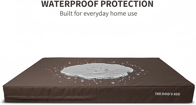 The Dog’s Bed Orthopedic Memory Foam Dog Bed for XXXL Dogs, Waterproof Washable Cover, Anti-Slip Base, Calming Surface – CertiPUR-Certified Foam, Brown with Brown Trim, 6 Inch Thick