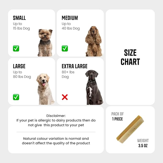1 Large Flax Seed Yak Cheese Himalayan Dog Chews - Rich Protein & Low Fat Flax Seed Yak Chews for Dogs - Gluten-Free & Lactose-Free Treats for Small, Medium & Large Dogs