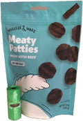 Meaty Patties Made with Beef Soft and Chewy Dog Treats. Plus Biggs Dog Waste Roll. 1-Net WT 8 OZ (226g) Bag.