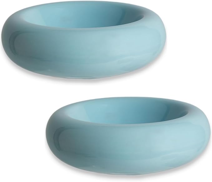 6.1 Inch Cat Bowls, 7 oz Ceramic Cat Food Bowl, Whisker Fatigue Relief Bowl, Anti-Vomiting, Protect Spine, Perfect for Indoor Cats(2pc Blue)