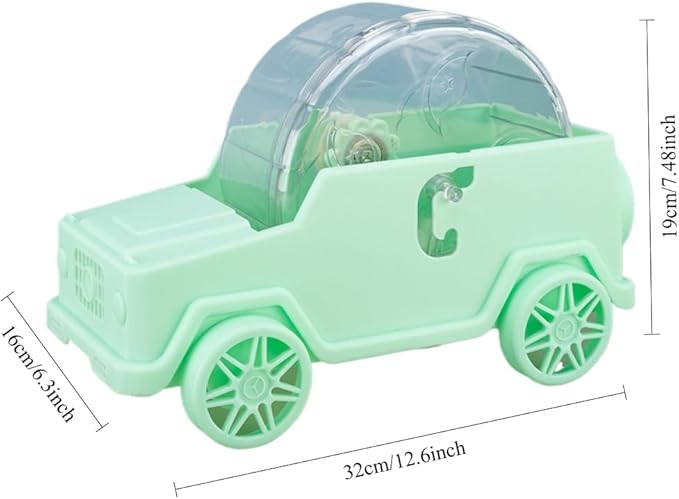 Hamster Running Wheel Car Shape Running Wheel Hamster Exercise Plastic Running Wheel (Green,L)