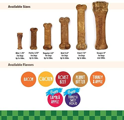 Nylabone Healthy Edibles Long Lasting Chew Treats. (3) 8 Count Pakcs of Bacon Flavor Tereats for X-Small/Petite Dogs. 24 Total Treats.