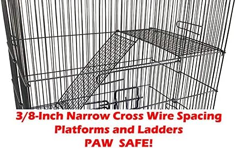 3-Story Rats Mice Mouse Hamster Gerbil Animal Critter House Habitat Cage Narrow 3/8 Inch Wire Body Safety Door Prevent Escape and Stuck with 3-Inch Deep Tray