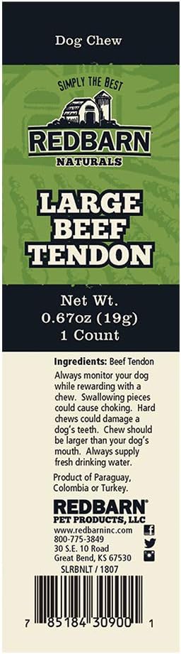 Redbarn Large Beef Tendons, All-Natural Dog Chews 10-Count
