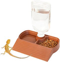 17oz 2 in 1 Terrarium Tank Reptile Food Feeders Bowl, Water Feeder Automatic Water Dispenser Waterer Feeding Accessories, for Geckos Lizards Turtle Bearded Dragons (Red)