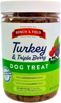 Bench & Field Holistic Natural Turkey & Triple Berry Dog Treats (Pack of 3) | Crunchy Bone-Shaped Bites | Antioxidant Blend, (3) 10-Ounce Bottles