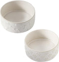 UBEE Ceramic Dog Bowl Set of 2, 5.1 inch Dog Food Bowl Dish, Pet Food Water Dish Feeding for Small Dogs and Large Cat, Bone + Paw Pattern, 5.1 in-Small, White