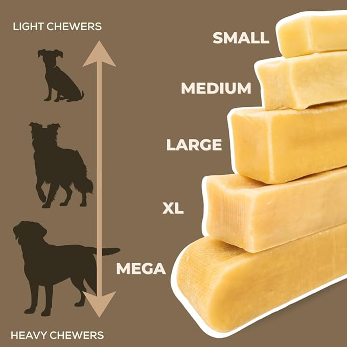 Bully Bunches Large Authentic Yak Cheese Himalayan Chews for Large Dogs & Heavy Chewers - All Natural Dog Treat Dental Chews, Made with Real Yak Milk - Lactose & Rawhide Free (6 Pk)
