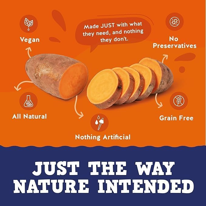 Jack&Pup Just Sweet Potato Chews for Dogs | Single Ingredient Hypoallergenic Dog Treats | Nutritious, Flavorful and All Natural Sweet Potato Dog Treats, Low Fat Low Calorie Dogs Treat (14oz)