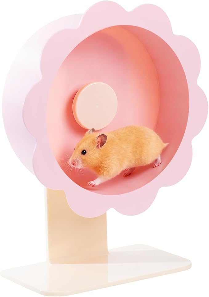 Hamster Wheel Super-Silent Hamster Exercise Wheels- Quiet Spinner Hamster Running Wheels with Adjustable Stand for Hamsters Gerbils Mice Or Other Small pet (Pink, Medium)