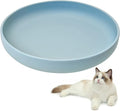 BNOSDM Silicone Cat Bowl Non-Slip Cat Food Plate Flat Dog Bowls with Suction Cup Shallow Puppy Food and Water Dish for Small and Medium Pets (Gray-Blue)