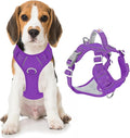 BARKBAY Dog Harness No Pull Oxford with ID Tag Pocket - Heavy Duty, Reflective, Easy Control for Large Dogs(Purple Oxford,M)
