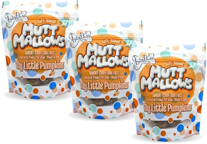 The Lazy Dog Cookie Co. Soft Dog Treats, Mutt Mallows My Little Pumpkin, for Small, Medium and Large Dogs, Wheat-Free, Baked in The USA, 5 oz. (Pack of 3) Pumpkin