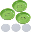 Lusifaco Shallow Cat Food Bowls, 5.9 Inch Wide Ceramic Cat Dish for Indoor Cat,Anti Whisker Fatigue Cat Dishes Set, Kitten Plates for Food and Water,Non-Slip Silicone Mat,3 Pack(Green)