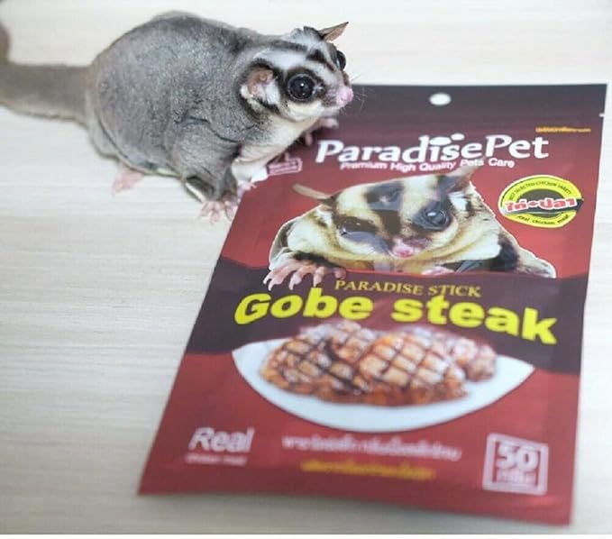 Polar Bear's Pet Shop 3 PCS. Premium Gobe Kobe Steak Flavor Sugar Glider Hamster Squirrel Chinchillas Small Animals Sandwich Snacks and Food Stick Gobe Steak Flavor (50g.)
