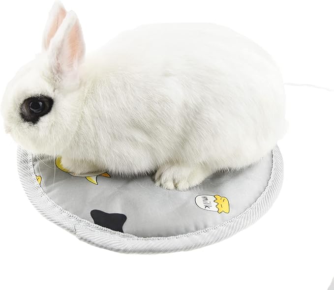 Rabbit Guinea Pig Heating Pad for Small Animal,Squirrel Hedgehog Chinchilla Bed Mat,Fire Retardant Chicks Chicken Heated Bed with Chew Resistant Steel Cord (Grey, Dia 12inch)