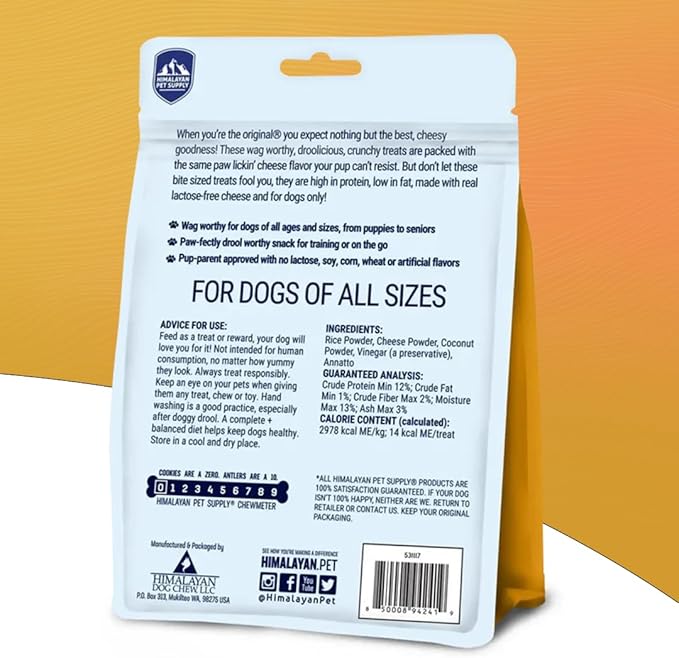 Barkeetos Dog Treats, Crunchy and Cheesy Pet Snacks Made with Real Himalayan Cheese, Gluten Free, Grain Free, Lactose Free, Natural Dog Food for All Breeds and Sizes