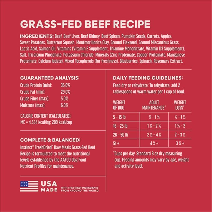Instinct FreshDried Bites, Natural Freeze-Dried Dog Food, Grain-Free - Grass-Fed Beef, 14 oz. Bag