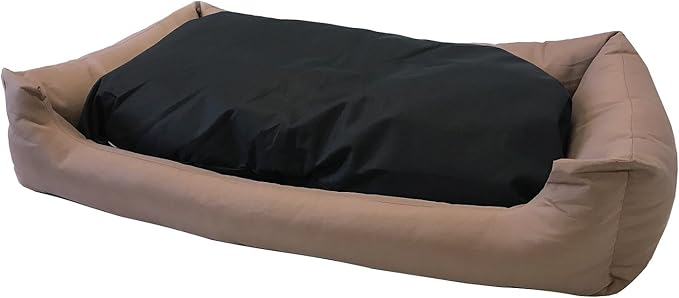 Tough Durable Oxford Waterproof Fabric Covered 2-Piece Polyester Filling Pillow Pet Bed for Small to Extra Large Dog (48x30 inches, Brown)