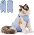 Avont Cat Recovery Suit Female Kitten After Spay Surgery, Breathable Modal Cotton Cat Onesie for Wound & Skin Disease Care, Machine Washable -Blue(L)