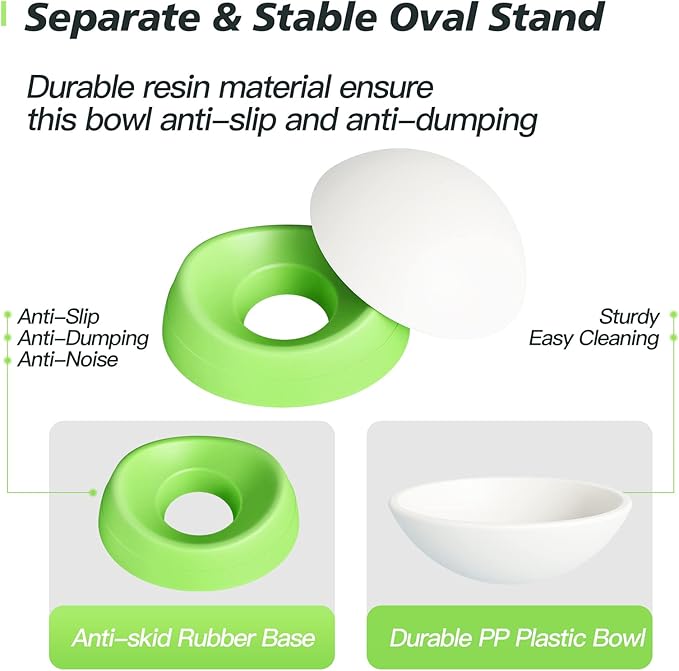 Ravitat Elevated Cat Food Bowl - Adjustable, Anti-Slip & Anti-Noise, Protects Pet's Spine, Thickened Plastic, 17 Oz