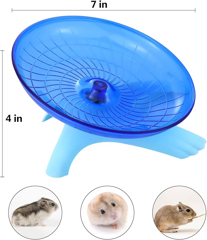 Hamster Wheel Silent Saucer Spinner/Quiet Exercise Flying Runner for Dwarf Hamster/Gerbil Rat/Hermit Crab Small Cage(Blue)