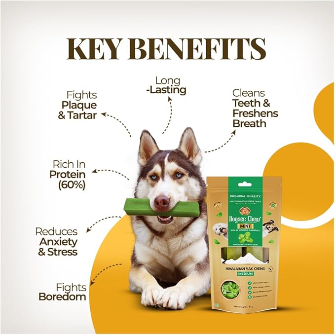 Dogsee Himalayan Yak Chews with Real Mint (Monster- 1 Bar) | Fight Bad Breath | Rich in Protein & Calcium | Long Lasting | for Cleaning Teeth