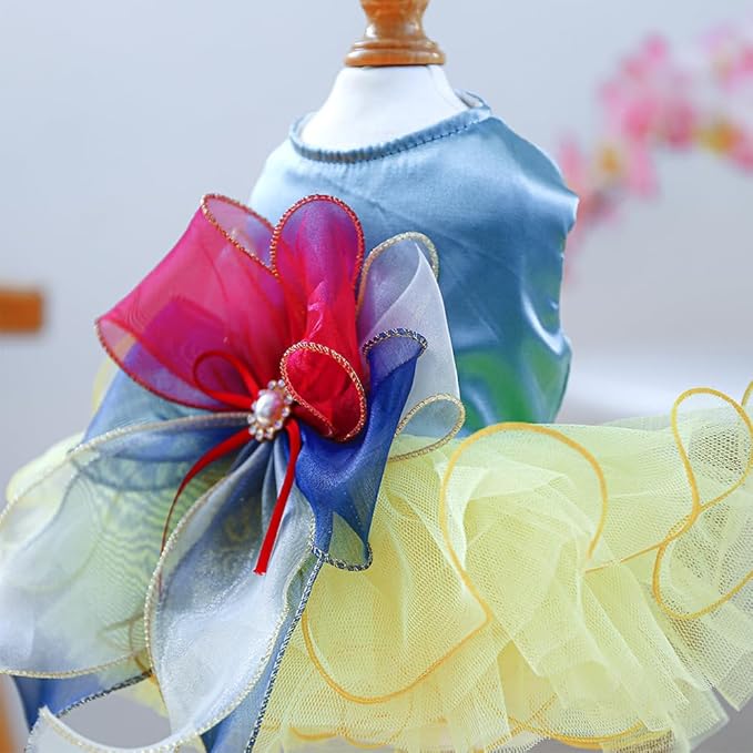 ANIAC Elegant Dog Dress for Small Dogs Girls, Bow Knot Puppy Clothes Female, Cat Princess Tutu Dress, Formal Pet Pary Outfit for Wedding Birthday Valentines (Yellow, Medium)