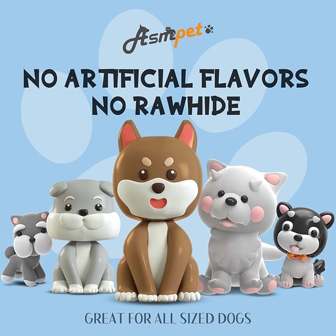 ASMPET Dog Cod Skin Treats, Chicken & Duck Wrapped Cod Skin Sticks, Rawhide Free Dog Treats Chews Bones
