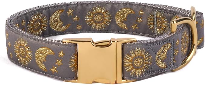 waaag Pet, Moons Stars Suns Dog Collar Cat Collar, Multiple Designs Crescent Celestial Dog Cat Collar Leash Harness Medium (Pack of 1)