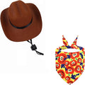 Pet Cowboy Hat with Bandana – Adjustable Western Costume for Dogs, Soft Breathable Fabric, Perfect for Halloween, Photo Shoots & Parties (Small/Medium)