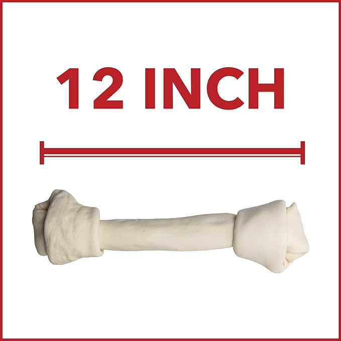 Pet Factory American Beefhide 12" Knotted Bone Dog Chew Treat - Natural Flavor, 1 Count/2 Pack