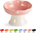 Ceramic Raised Cat Bowl, Mushroom Shaped Tilted Feeding Dish, Whisker Friendly Wide Design, Dishwasher Safe for Indoor Cats