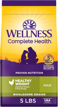 Wellness Complete Health Dry Dog Food, Wholesome Grains, Natural, Healthy Weight Chicken & Peas Recipe, (5-Pound Bag)