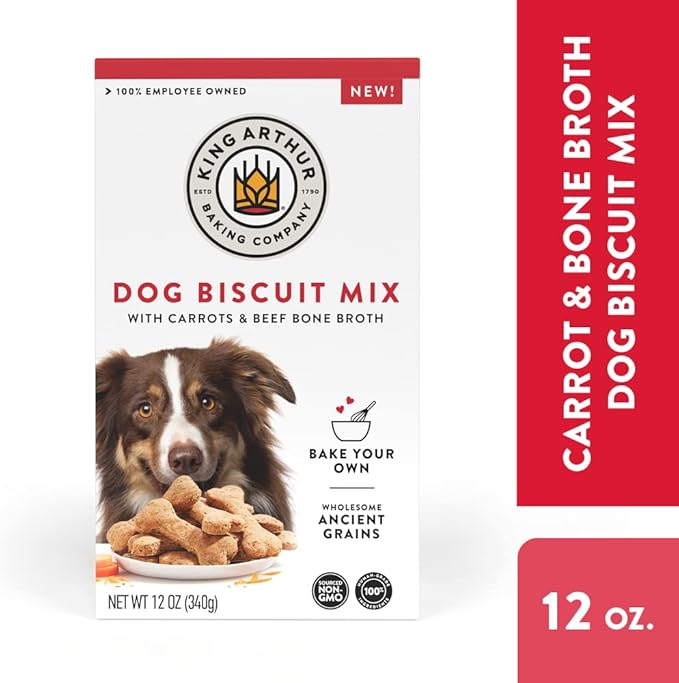 King Arthur Dog Biscuit Mix, Beef Bone Broth & Carrot, Homemade Dog Treats, 12 Oz