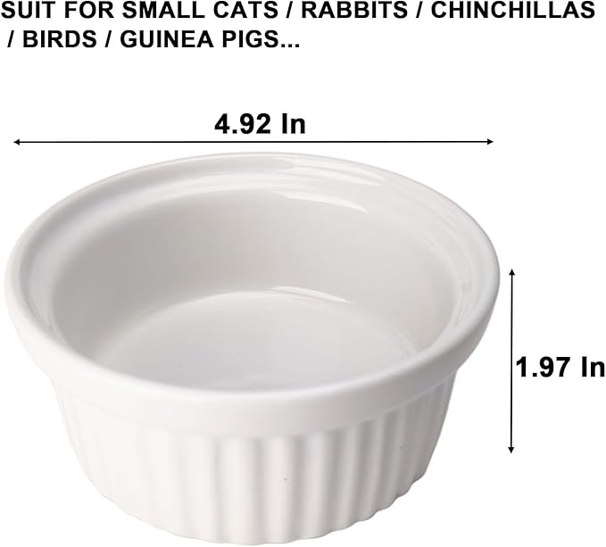 Ceramic Hanging Pet Bowl Set for Cages - Adjustable Height, No-Tool Installation, Heavy Duty Food & Water Bowl for Rabbits, Guinea Pigs, Kittens, Small Pets