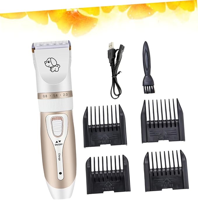 Sosoport Pet Hair Clipper Dog Grooming Tool Safe Head Design Noiseless for Dogs Cats Rabbits Set