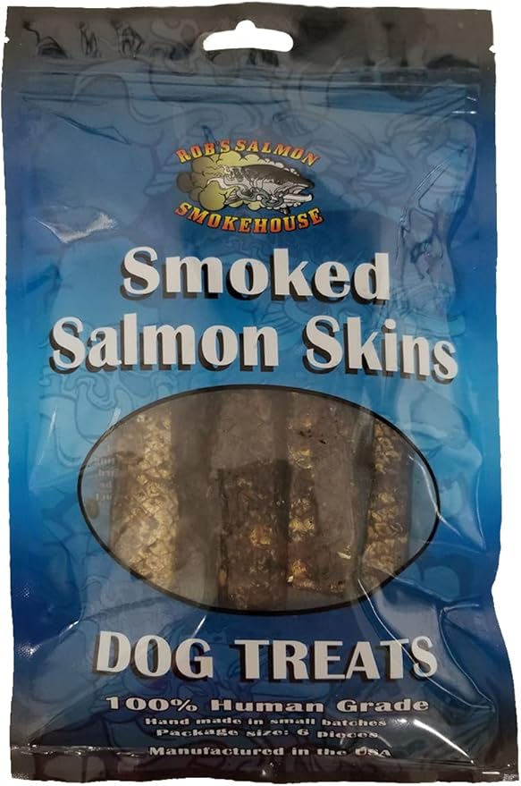 Dog Treats - Salmon Skins - Healthy and All Natural - High Protein - Single Ingredient Hand Made Crunchy Pet Snack