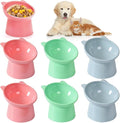 6 Pack Raised Cat Bowls for Indoor Cats, Plastic Elevated Cat Bowls Dishes, 15 Degrees Tilted Cat Food Bowls, Anti-Vomiting and Whisker Friendly, 3 Colors