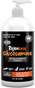 Liquid Glucosamine for Dogs with Chondroitin, MSM & Hyaluronic Acid (16oz). Hip & Joint Supplement Supports Better Mobility & Promotes New Cartilage. Eases Joint Stiffness. Rejenease, Made in USA