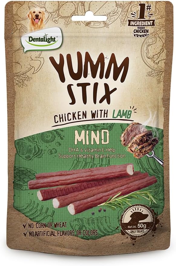 Dog Soft Chewy Treats Yumm Stick, Chicken with Beef/Lamb/Liver/Cheese, High Protein, Energy Support, DHA & Omega 3 & 6