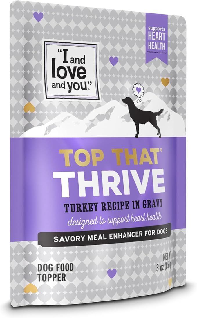 I and Love and You Wet Dog Food Toppers - Top That Thrive Turkey Recipe in Gravy, Filler Free, Meal Enhancer Topper, 3oz 12pk