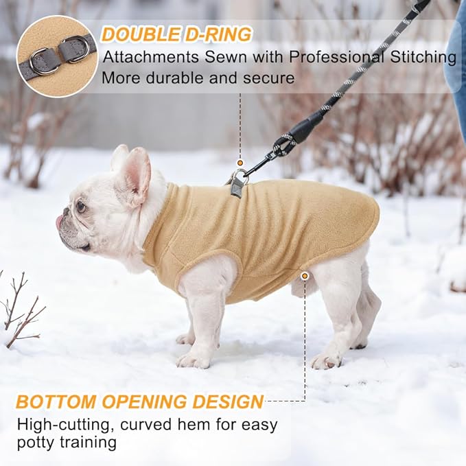 BEAUTYZOO XS Dog Sweaters, Soft Fleece Vest Pullover Dog Jacket with D-Ring Leash Attachment, Warm Winter Dog Clothes Cold Weather Doggy Chihuahua Sweater for Small Dogs Cats Boy or Girl, Purper XS